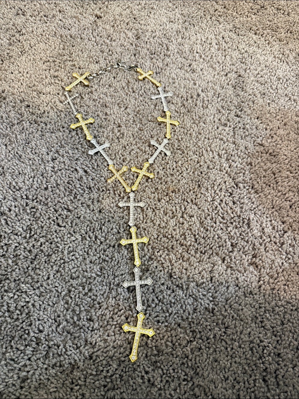 Sassy Jones Two-Tone Gold & Silver Cross Pendant Necklace - Women Jewelry